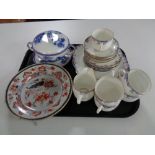 A tray of seventeen pieces of Paragon bone tea china, 19th century Chinese dish,