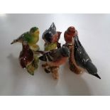 Six Beswick bird figures; Robin, Bullfinch,