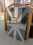 A contemporary Union Jack frameless mirror CONDITION REPORT: Very small and minor