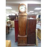 A 19th century continental inlaid mahogany cased longcase clock with circular painted dial,