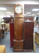 A 19th century continental inlaid mahogany cased longcase clock with circular painted dial,