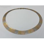 An Italian tri-colour silver fringed necklace, length 44cm CONDITION REPORT: 34.