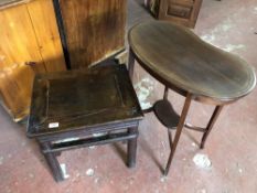 A Chinese lacquered elm lamp table and an Edwardian occasional table