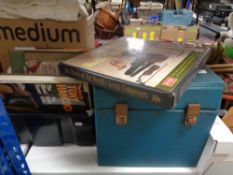 Two cases and a box of lps, 78's, boxed sets,