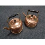 Two Victorian copper and brass kettles