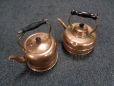Two Victorian copper and brass kettles