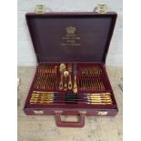 A set of West German Solingen gilded cutlery in fitted leather case