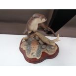 A Border Fine Arts figure of an otter on driftwood,