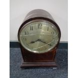 An Edwardian inlaid mahogany dome topped bracket clock with silvered dial (a/f)
