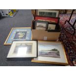 A box of pictures, prints, tapestries,