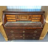 A 19th century mahogany barrel front writing bureau , height 109 cm, width 123 cm, depth 60 cm.