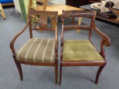 Two antique mahogany armchairs