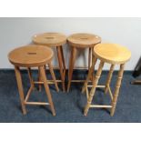 Four pine kitchen stools