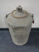 A 20th century galvanized canister with carry handle bearing BP advertisement