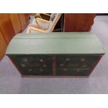 A 19th century painted dome topped shipping trunk