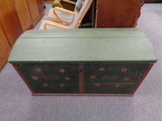 A 19th century painted dome topped shipping trunk