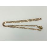 A 9ct gold flat link necklace with non-gold magnetic clasp,