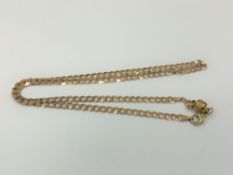 A 9ct gold flat link necklace with non-gold magnetic clasp,