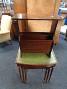 A nest of three mahogany tables and a magazine table