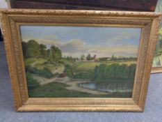 A 20th century continental gilt frame oil on canvas,