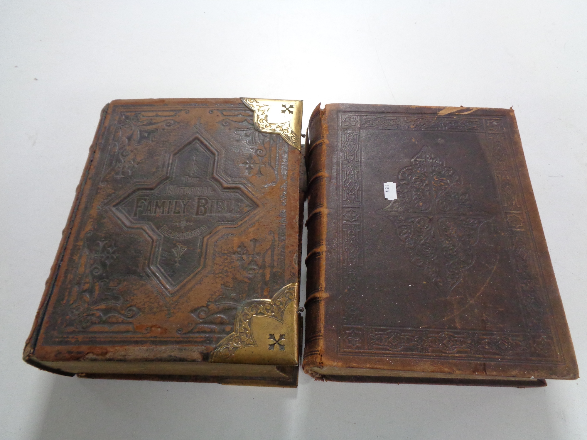 Two 19th century leather bound family bibles