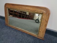 A late Victorian inlaid mahogany overmantel mirror