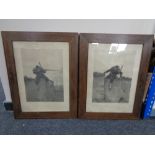 A pair of early 20th century framed French black and white prints titled 'Ou Sont-Ils?' and 'Les