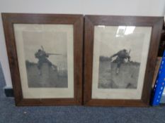 A pair of early 20th century framed French black and white prints titled 'Ou Sont-Ils?' and 'Les