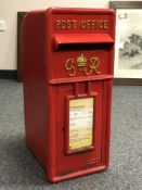 An original George VI red painted metal post office box,