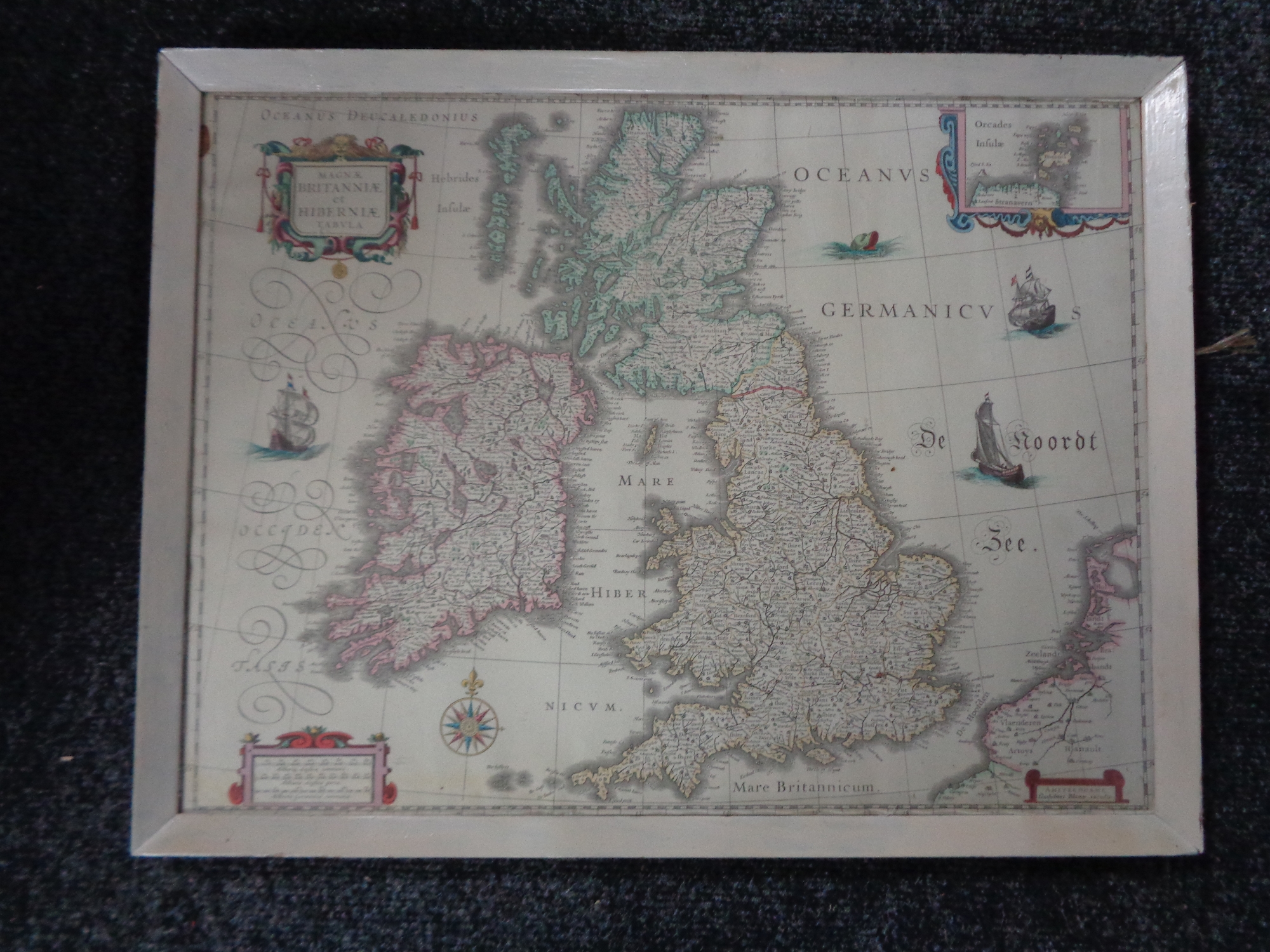 A framed map of the British Isles and Ireland CONDITION REPORT: This is not on wove