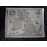 A framed map of the British Isles and Ireland CONDITION REPORT: This is not on wove