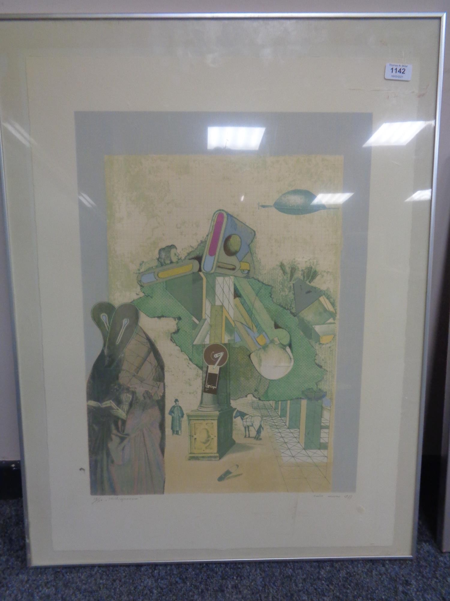 A mid century colour print signed in pencil and numbered.