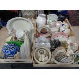 Three crates of assorted china - vases, wash basins,