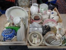 Three crates of assorted china - vases, wash basins,