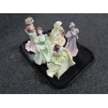 A tray of five Coalport Ladies of Fashion figures