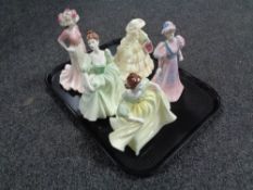 A tray of five Coalport Ladies of Fashion figures
