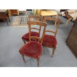 A set of three 19th century continental walnut dining chairs