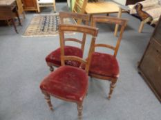 A set of three 19th century continental walnut dining chairs