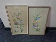 Two framed needlework panels