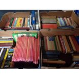 Four boxes of 20th century books including Junior Encyclopedia, novels,