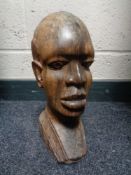 A 20th century African carved hardwood head