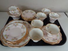 A tray of a twenty-one piece Foley floral patterned bone china tea service