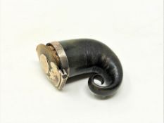 A 19th century silver mounted horn snuff mull, signed Rob. Cutter, Sandiford, with initials R.C.