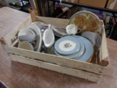 A box of china - Royal Doulton Rose Elgans tea china, Denby plates,