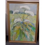 Continental school : flowers in a field, oil on canvas, framed.