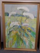 Continental school : flowers in a field, oil on canvas, framed.