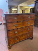 A George III mahogany four drawer chest on bracket feet CONDITION REPORT: