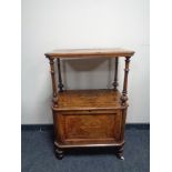 A Victorian inlaid burr walnut cabinet on raised legs with shelf above CONDITION REPORT: