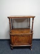 A Victorian inlaid burr walnut cabinet on raised legs with shelf above CONDITION REPORT: