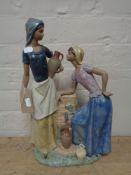 A Nao figure group of two ladies at a water tap in matte finish